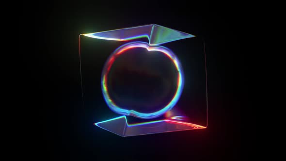 Abstract Cubic Shape Animation Loop with detailed reflections and refractions.