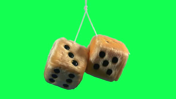 Furry Dice Inside Car Or Truck Bumpy Ride Greenscreen