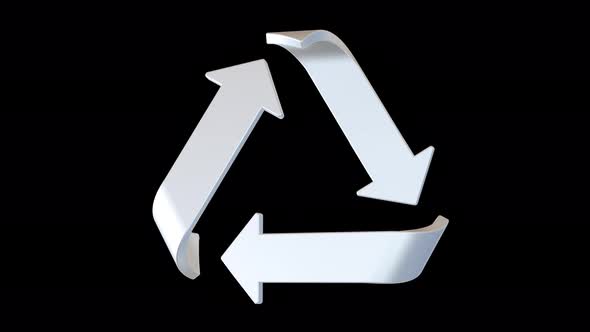 3D Recycle Icon (White) 4K