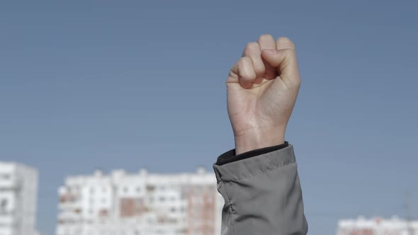 Fighting woman hand. 