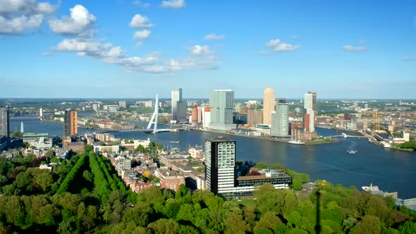View of Rotterdam City and the Erasmus Bridge Erasmusbrug