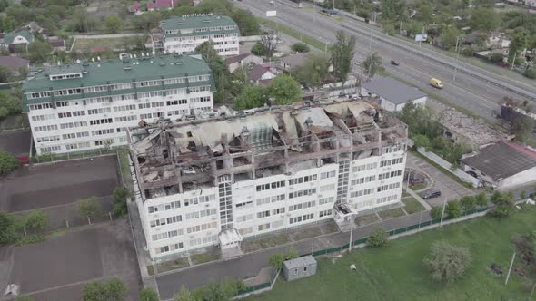 Ukraine  Building Destroyed By the War in Stoyanka Bucha District