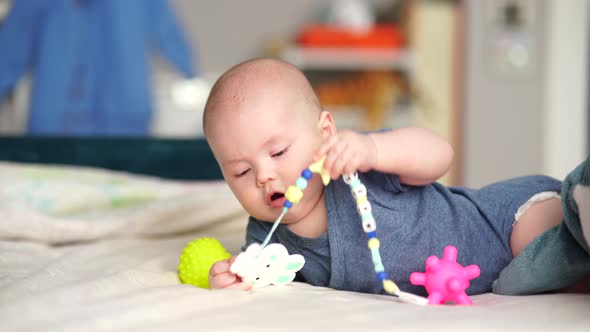 5 Month Old Active Baby Touching Toys