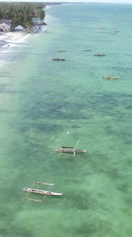 Vertical Video of the Ocean Near the Coast of Zanzibar Tanzania