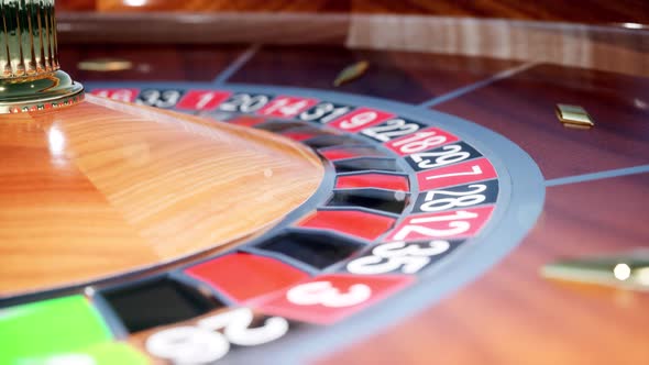 Casino Roulette Wheel rotating in loop. 3D Rendering. 4K Ultra HD 1