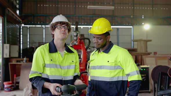 Diversity team of factory engineers ,leadership by engineer women are inspecting and consulting work