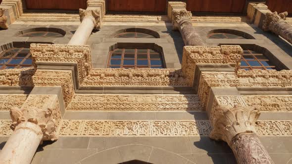 Facade of the Diyarbakir Grand Mosque at Sunrise Eastern Turkey