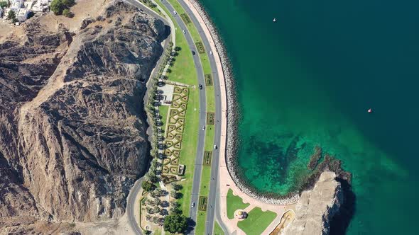 Matrah Corniche From Top 4K Drone - Oman