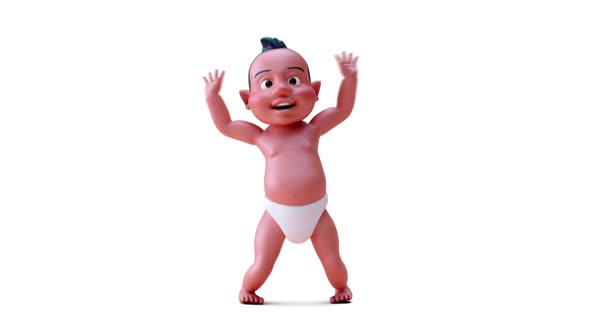Fun 3D cartoon of a baby jumping alt