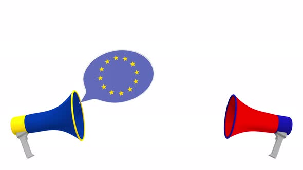 Speech Bubbles with Flags of Croatia and the European Union