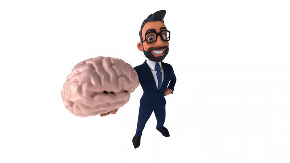 Fun 3D cartoon animation of an indian businessman alt