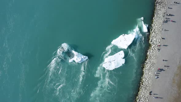 Jokulsarlon Iceland top down shot of this tourist location