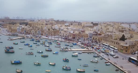 Mediterranean traditional colorful boats luzzu