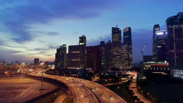 Singapore Keppel Highway Business District Evening