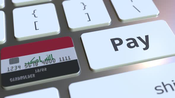 Bank Card Featuring Flag of Iraq As a Key on a Keyboard alt