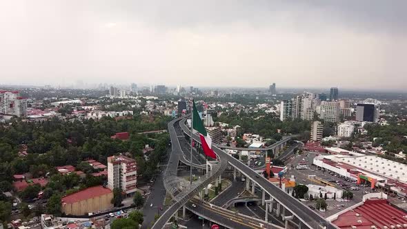 Aerial view of Mexico flag