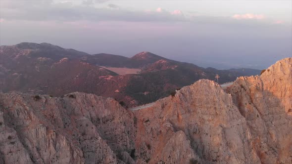 Aerial View of World Famous Paragliding and Parasailing Turkish Mount Babadag Spot for Extrim