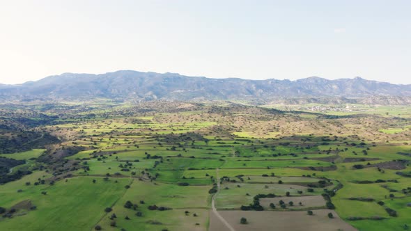 Aerial landscape of Kyrenia mountains and countryside of north Cyprus