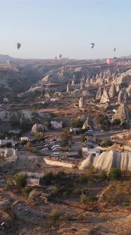 Vertical Video of Hot Air Balloons Flying in the Sky Over Cappadocia Turkey