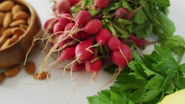 Video of fresh vegetables on white background