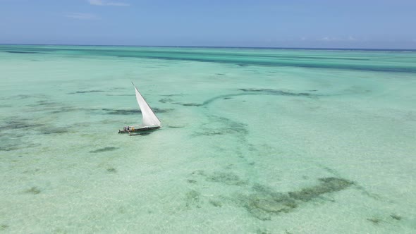 Boats in the Ocean Near the Coast of Zanzibar Tanzania Slow Motion