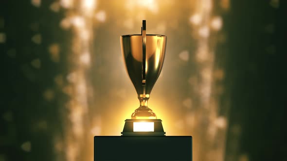 Champion Cup Rotating With Bokeh Background