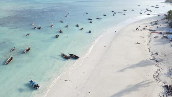 Boats in the Ocean Near the Coast of Zanzibar Tanzania