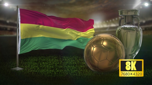 8K Bolivia Flag with Football And Cup Background Loop