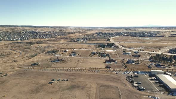 Aerial view of suburban park in Parker, Colorado.