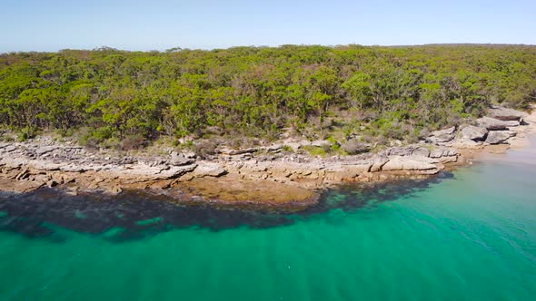 Jervis Bay in Australia. Scenic Rocky Shore and Clear Ocean Water.