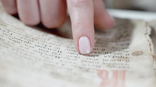 Woman Reading Ancient Book  Bible