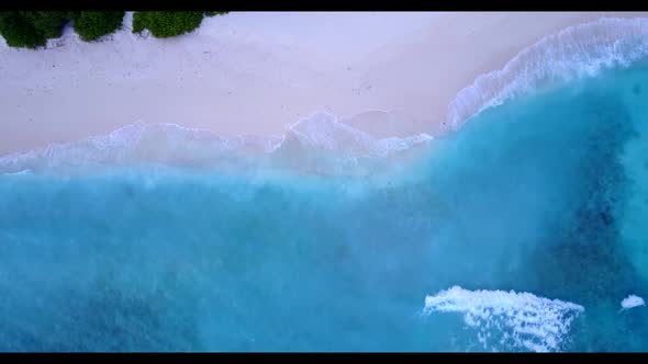 Aerial tourism of marine coast beach time by turquoise sea with clean sand background of a dayout in