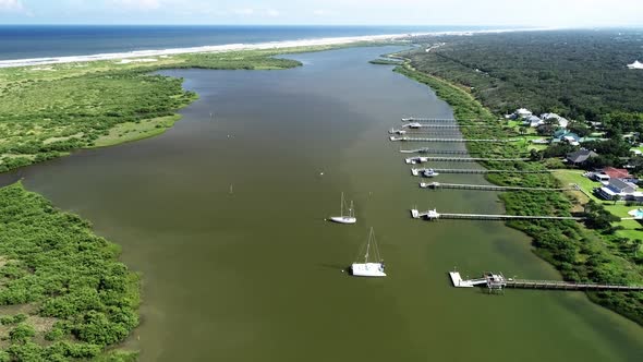 Matanzas River and Atlantic Ocean in Saint Augustine, Florida.