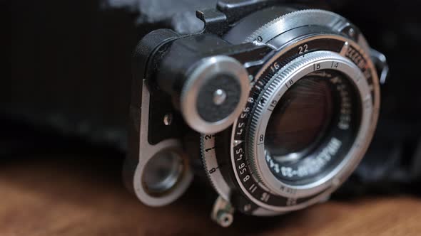 The old vintage soviet Rangefinder medium format film camera, released in USS