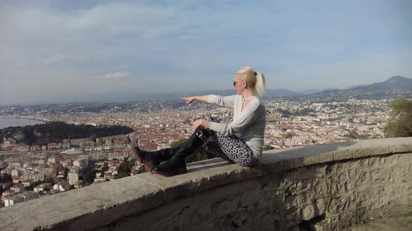 Woman at Mont Boron Panorama of Nice