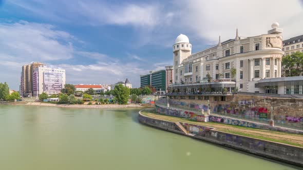 Urania and Danube Canal Timelapse Hyperlapse in Vienna