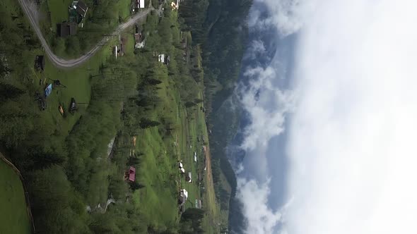 Vertical Video Village in the Carpathian Mountains in Autumn