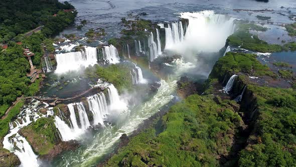 Famous brazilian side of Iguazu Waterfalls. Great nature landscape.