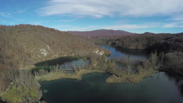 Aerial of Plitvice Lakes