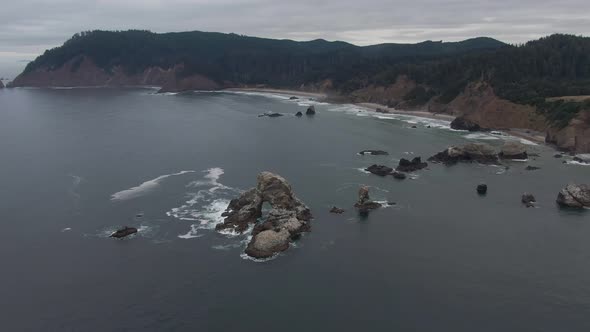 Cannon Beach, Oregon, United States. Beautiful Aerial View of the Rocky Pacific Ocean Coast during a