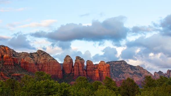 Time lapse of the clouds above the rock formations in Sedona Arizona