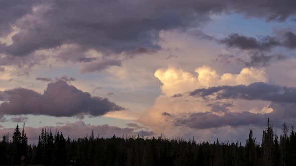 Timelapse of clouds at sunset over the Utah wilderness