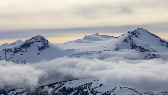 Beautiful Time Lapse View of Whistler Mountain and Canadian Nature Landscape