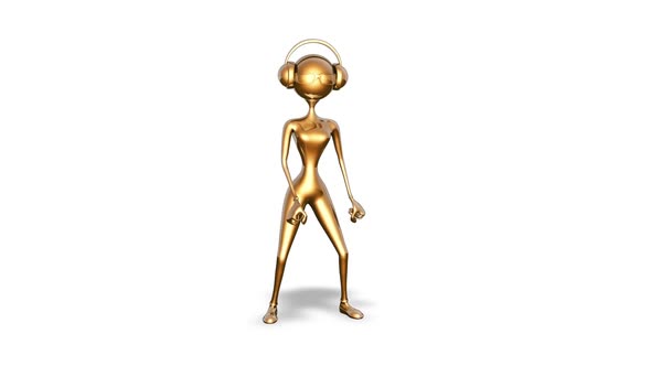 3D Gold Woman Dance  Looped on White