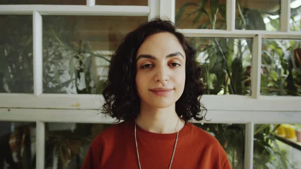 Portrait of Mixed Race Girl in Flower Shop