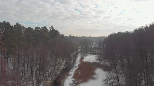 Winter River Forest Clouds