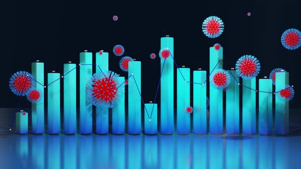 Abstract Graph of Columns or Bars Around Which Coronaviruses Like Covid19 Fly