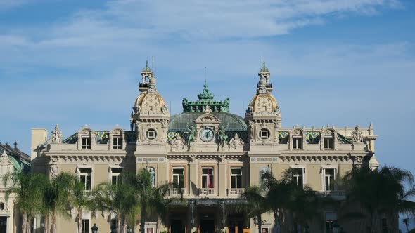 Grand Casino in Monaco, Monte Carlo, France. Timelapse 4K.