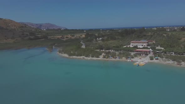 Aerial view of Kournas Lake, in Greece. Travel concept in Europe