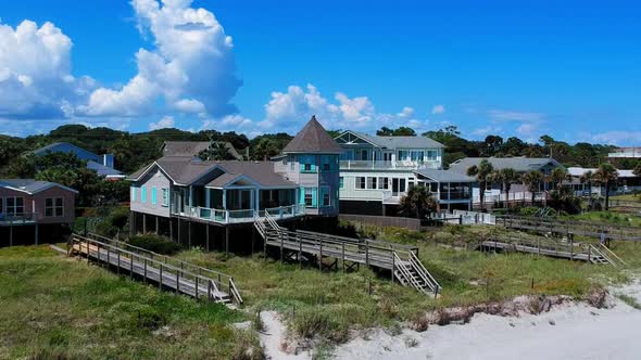 Beach Condos in Front of a Deep Blue Sky with Clouds